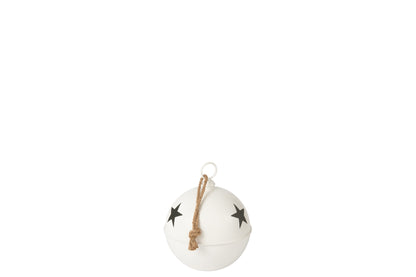 Kerstbal Mat Bal IJzer Wit Middelgroot