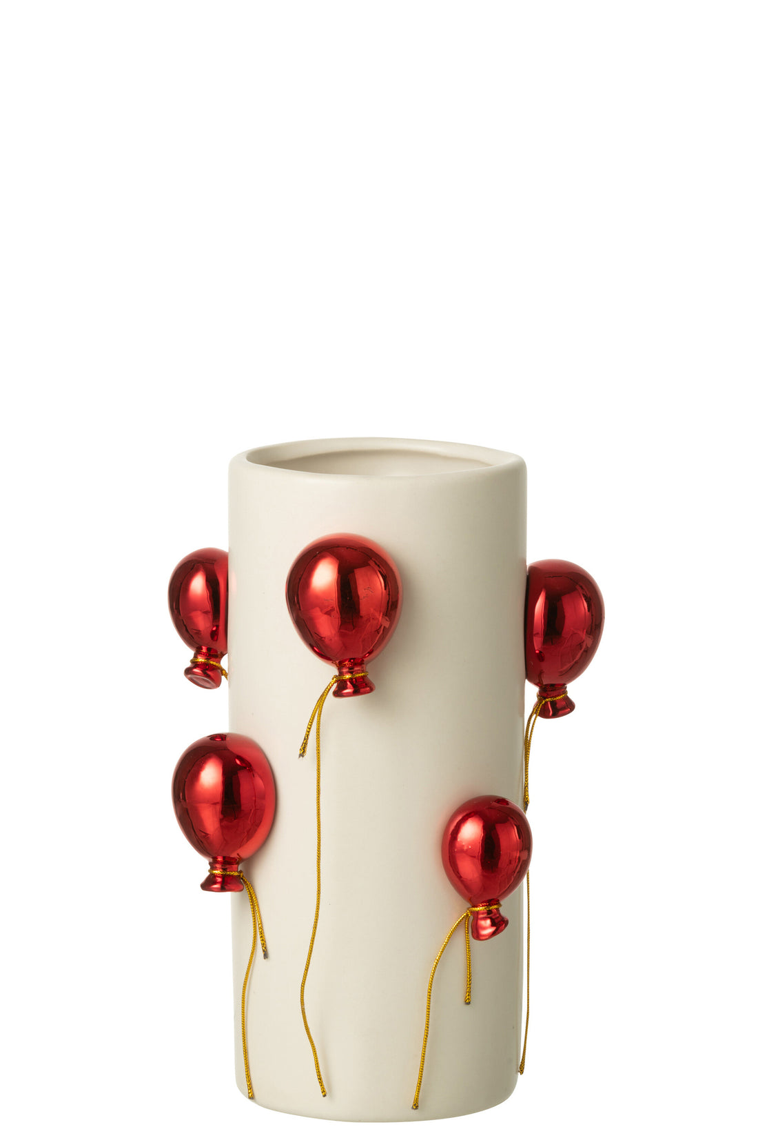 Vaas Ballon Keramiek Wit/Kerst Rood Klein