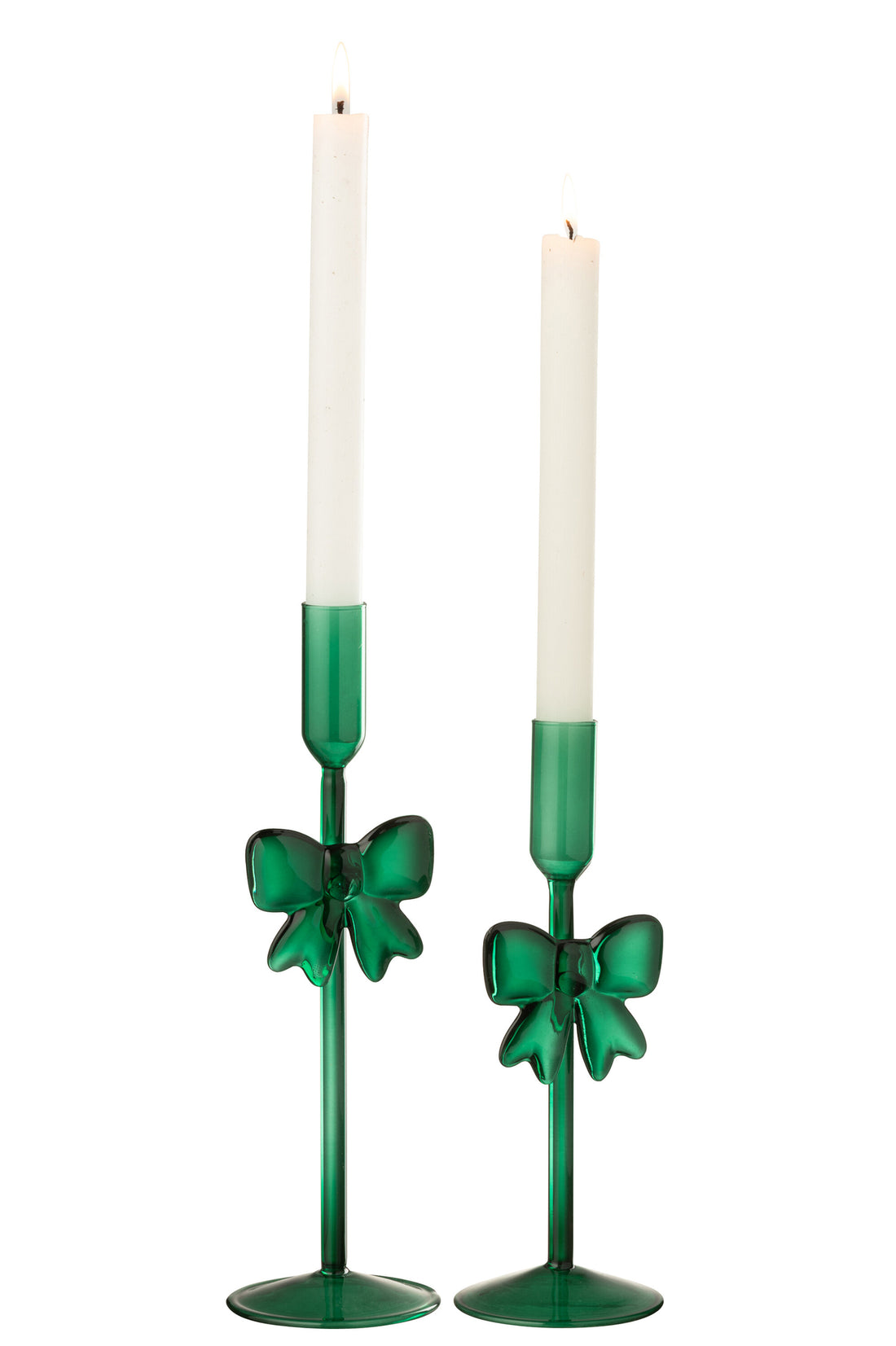 Set van 2 kaarsenhouder glas donkergroen
