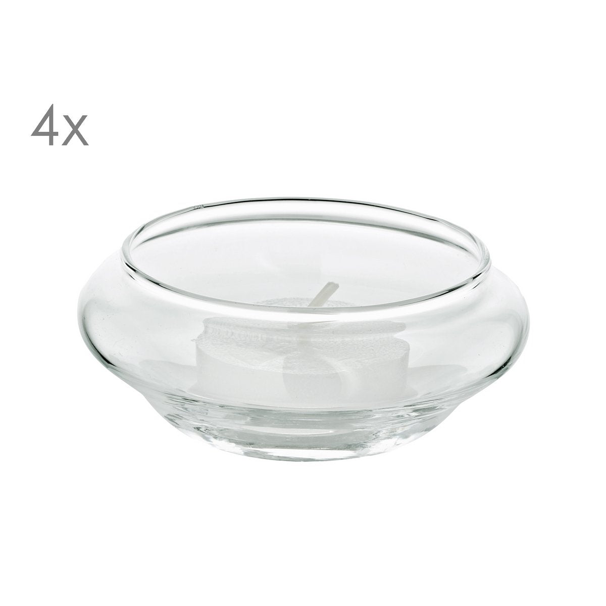 EDZARD Set van 4 drijvende theelichthouders Iris, mondgeblazen glas, diameter 8 cm, hoogte 4 cm