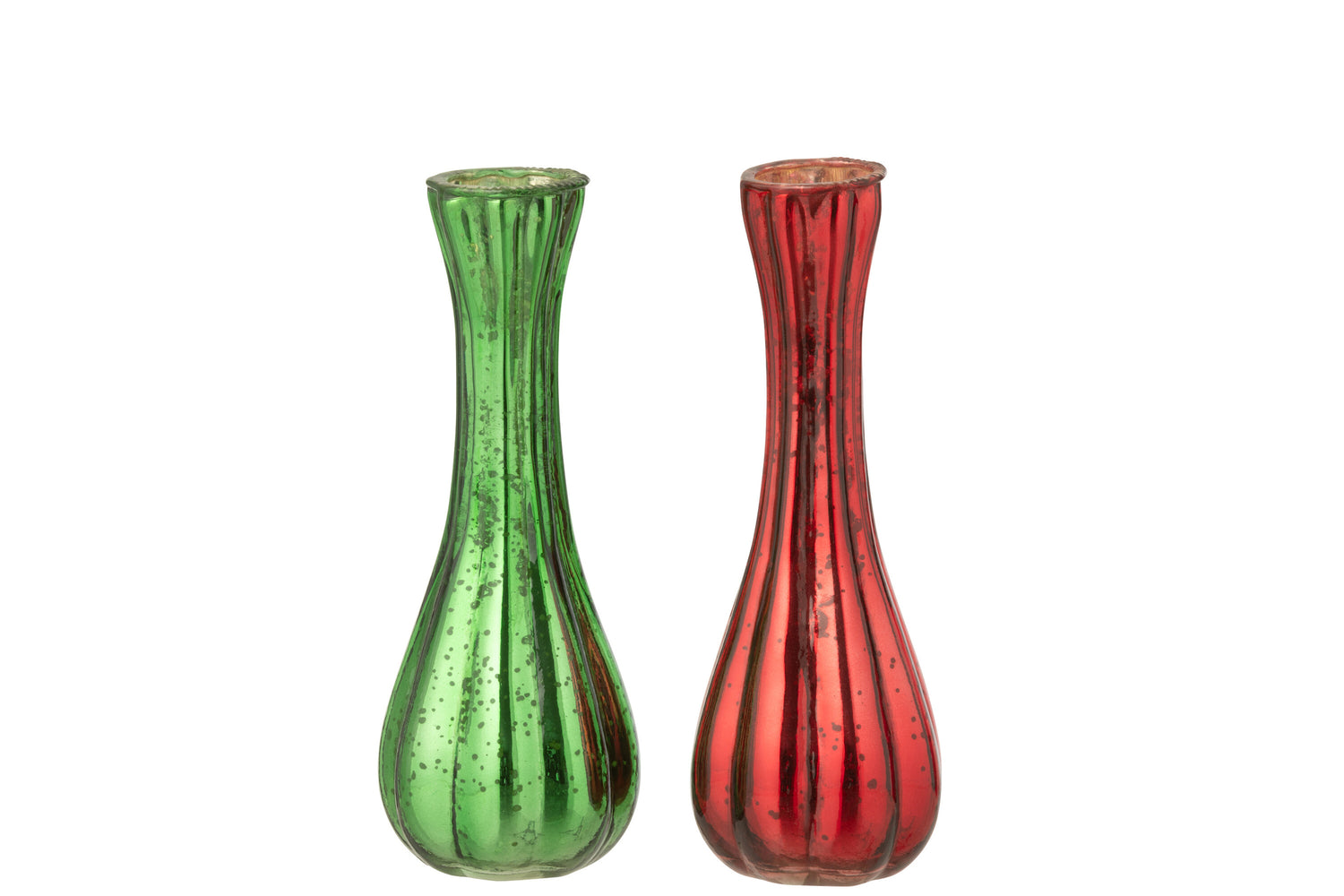 Vaas Soliflore Glas Rood/Groen Groot Assortiment Van 2