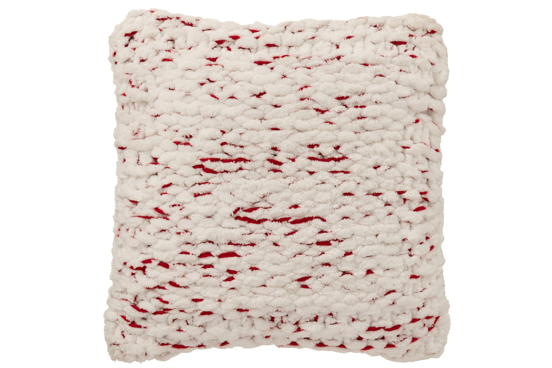 Kussen Gebreid Polyester Wit/Kerst Rood