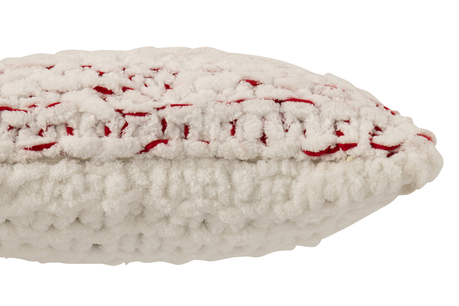 Kussen Gebreid Polyester Wit/Kerst Rood