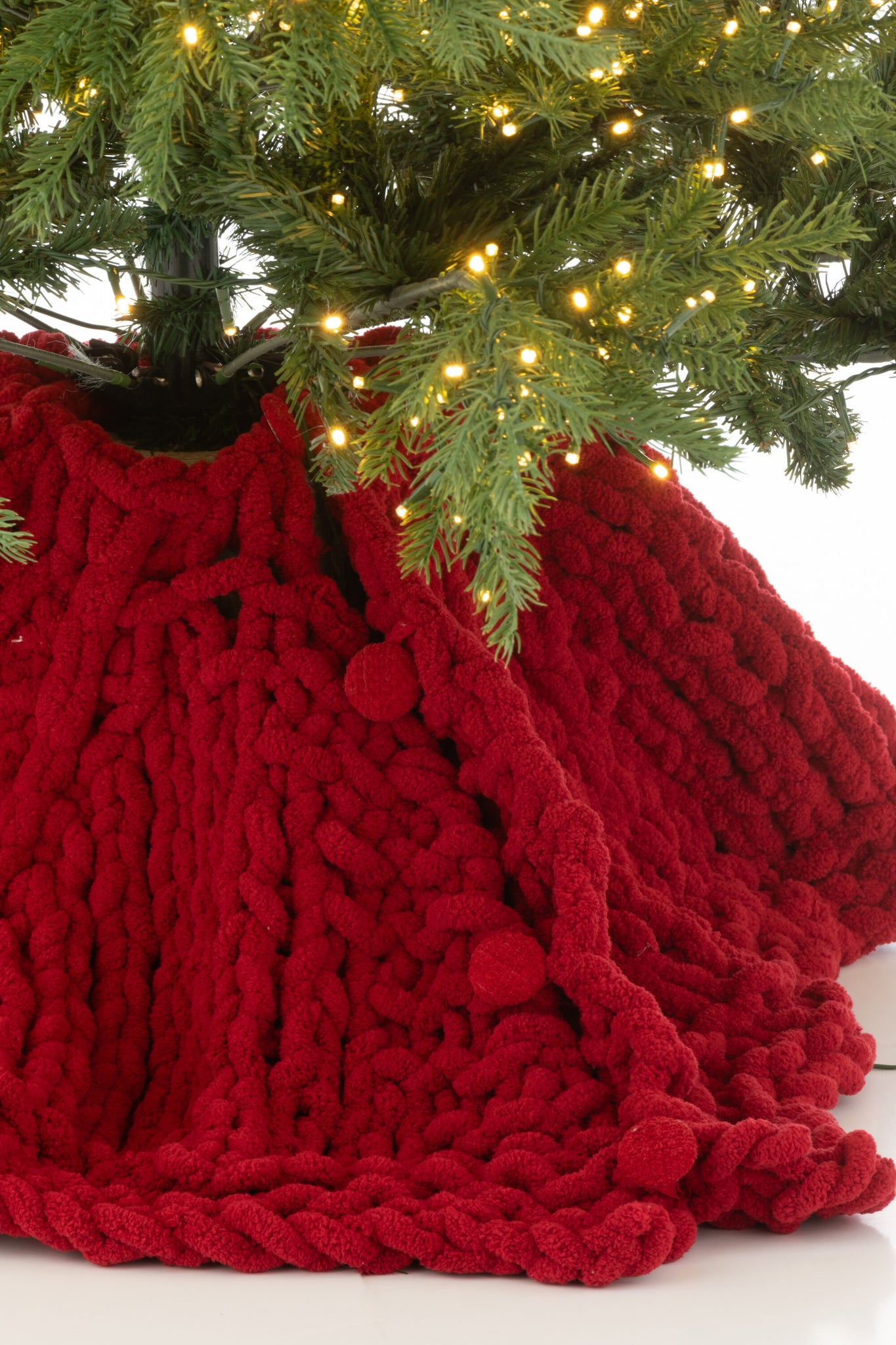 Kerstboomrok Gebreid Polyester Kerst Rood