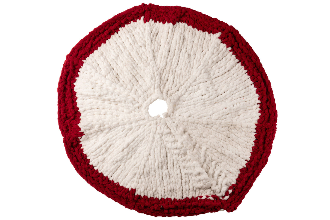 Kerstboomrok Gebreid Polyester Wit/Kerst Rood