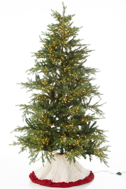 Kerstboomrok Gebreid Polyester Wit/Kerst Rood