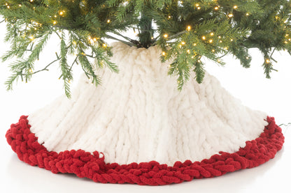 Kerstboomrok Gebreid Polyester Wit/Kerst Rood
