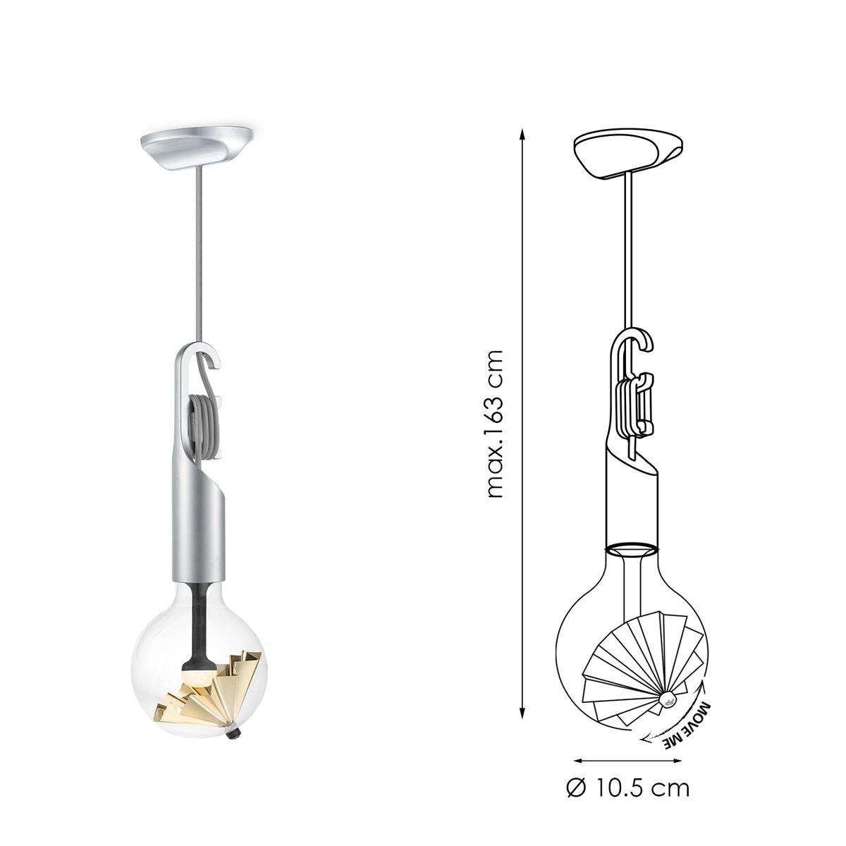 Hanglamp Move Me Twist Paraplu 5,5W 2700K grijs-goud