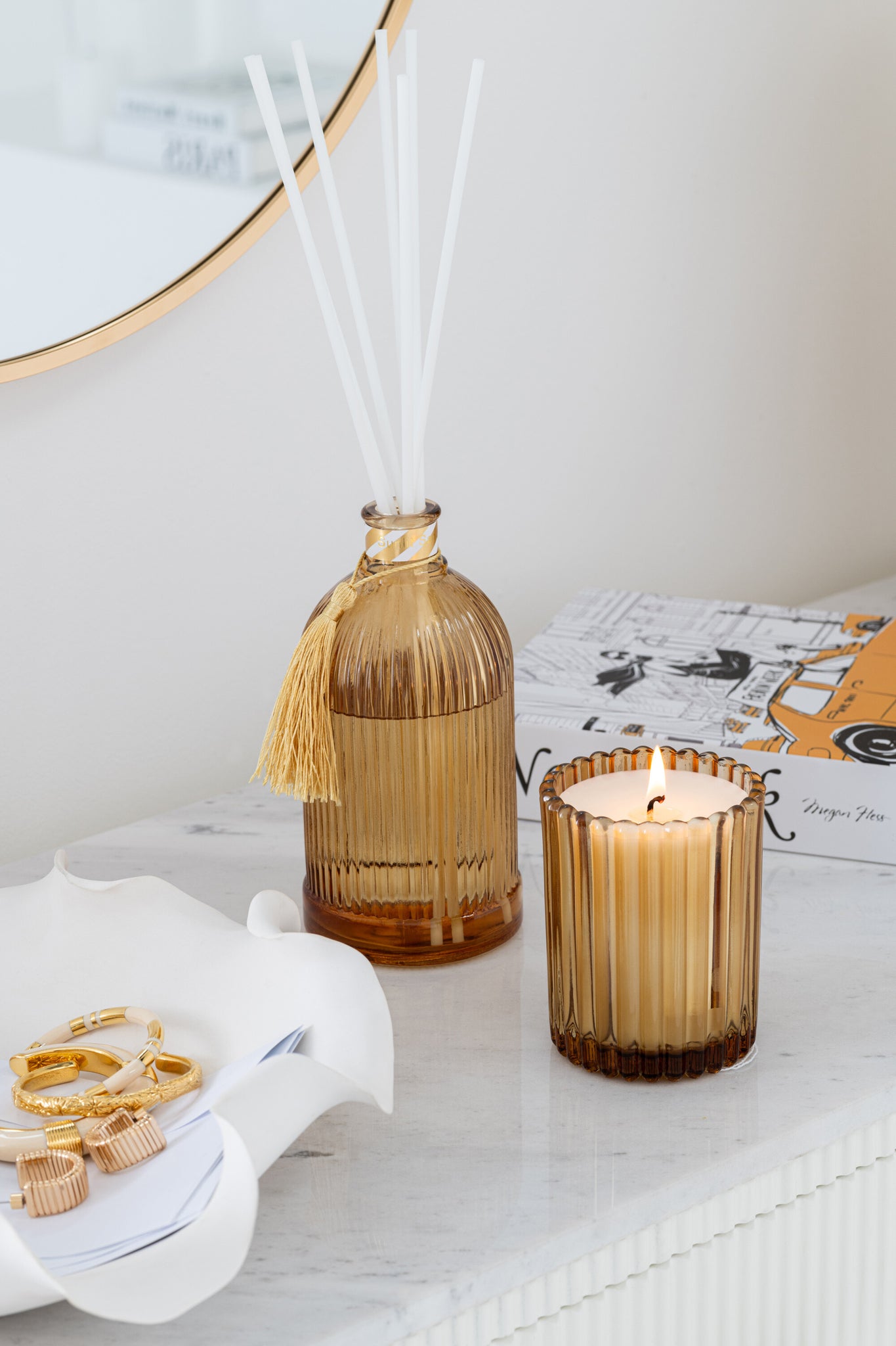 Reed Diffuser Magische Geurolie Wit/Goud Gekleurd Groot