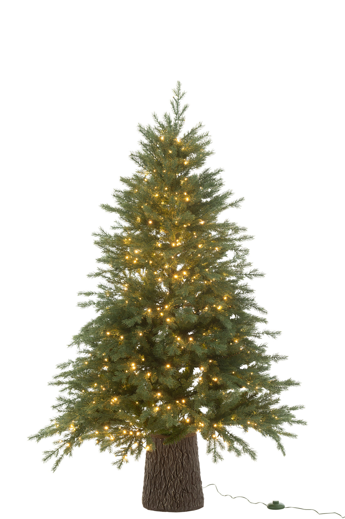 Kerstboom 600 Led Houten Voet Kunstmatig Donkergroen