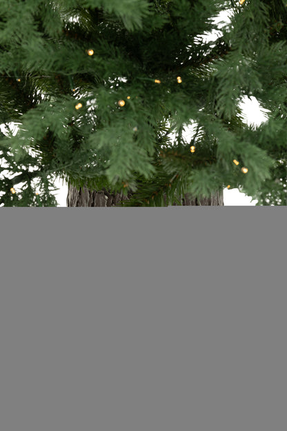 Kerstboom 600 Led Houten Voet Kunstmatig Donkergroen