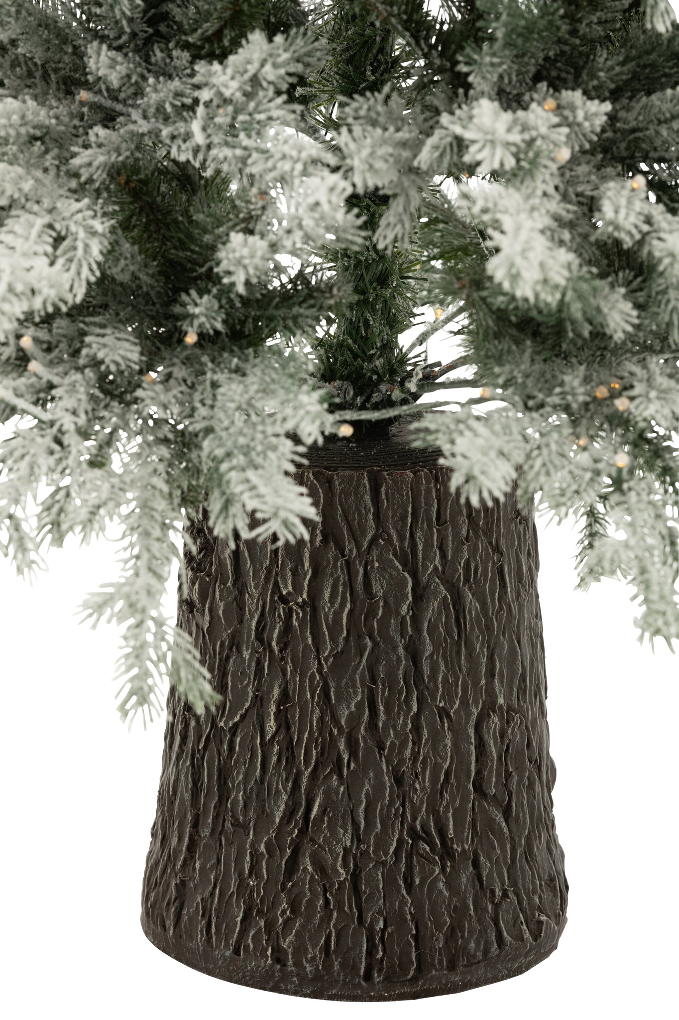 Kerstboom 600 Led Houten Voet Besneeuwd Kunstmatig Donkergroen