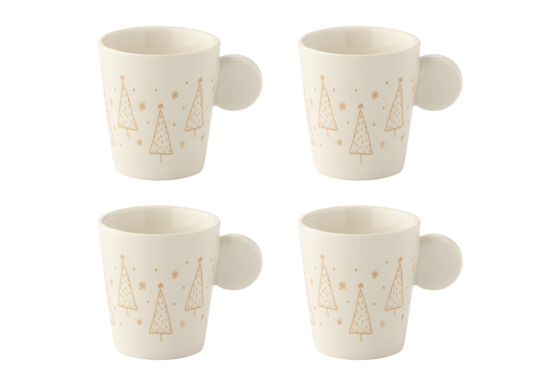 Doos van 4 koffiekopjes Keramiek Wit Kerst