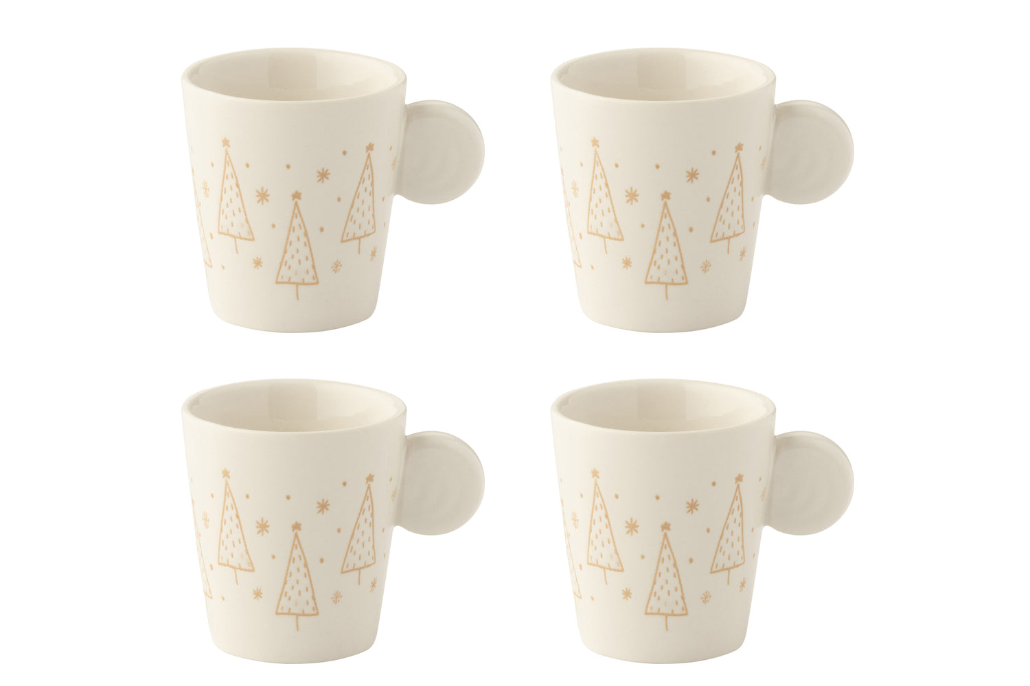Doos van 4 koffiekopjes Keramiek Wit Kerst