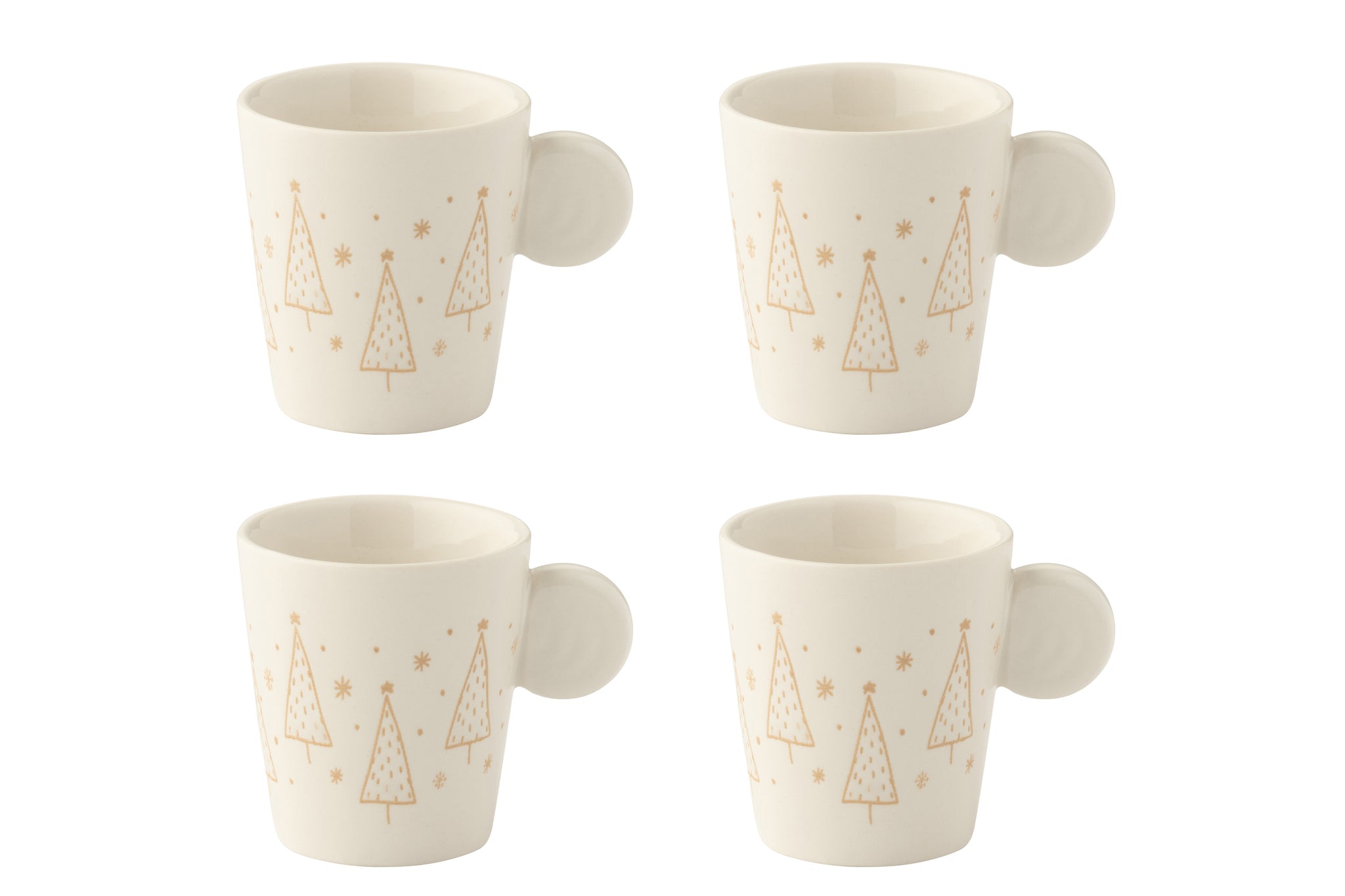 Doos van 4 koffiekopjes Keramiek Wit Kerst