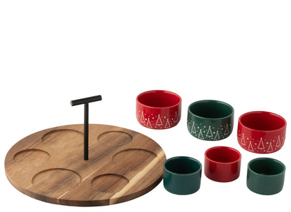 Tapas Service Schoolbord Kerst Rood/Donkergroen Groot