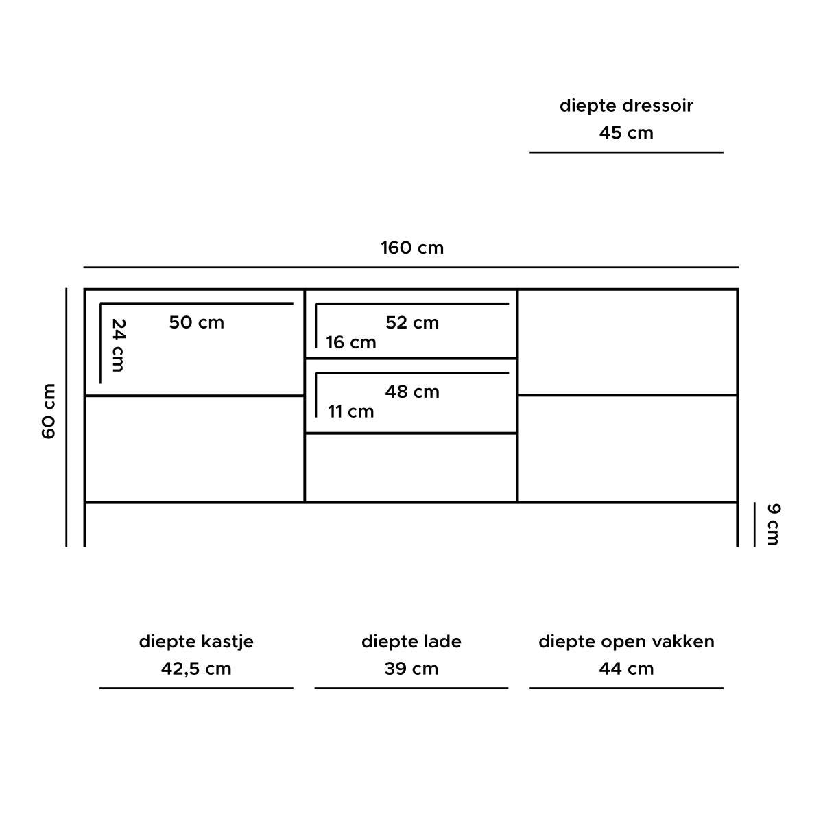 TV Dressoir Luuk Zwart Mangohout 160 cm