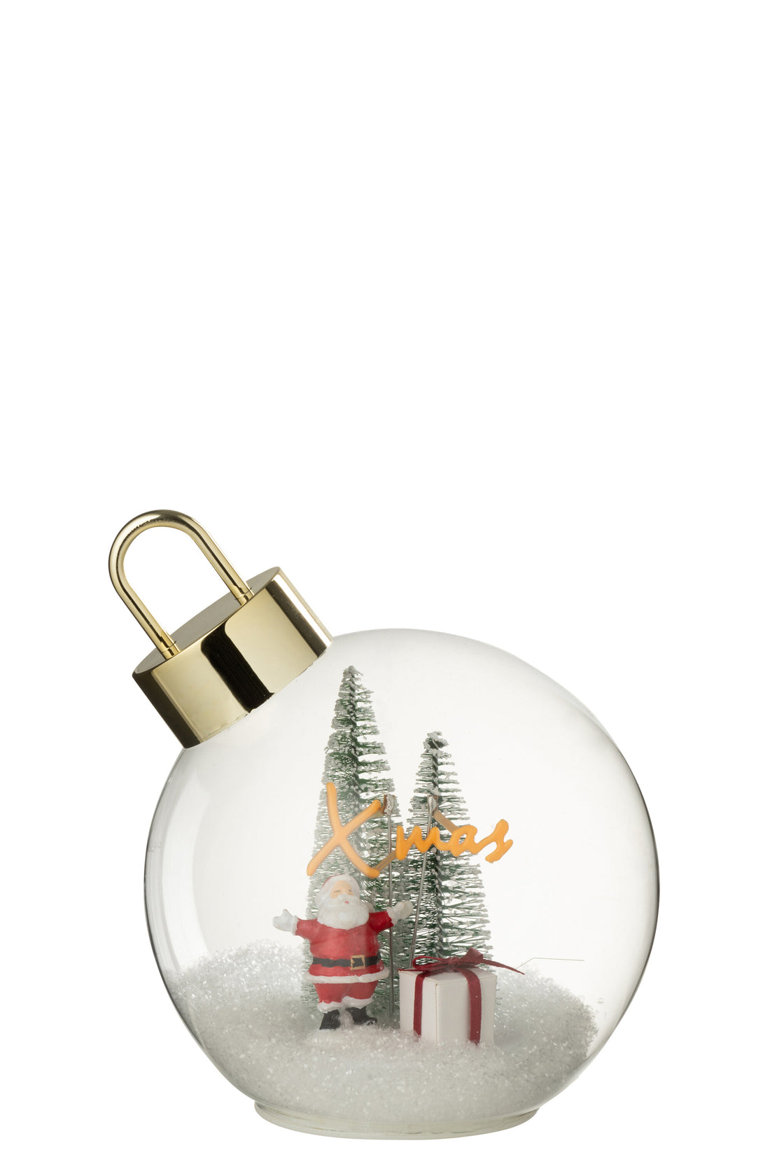 Kerstbal met LED-verlichting, Kerstman, glas, wit/rood, groot