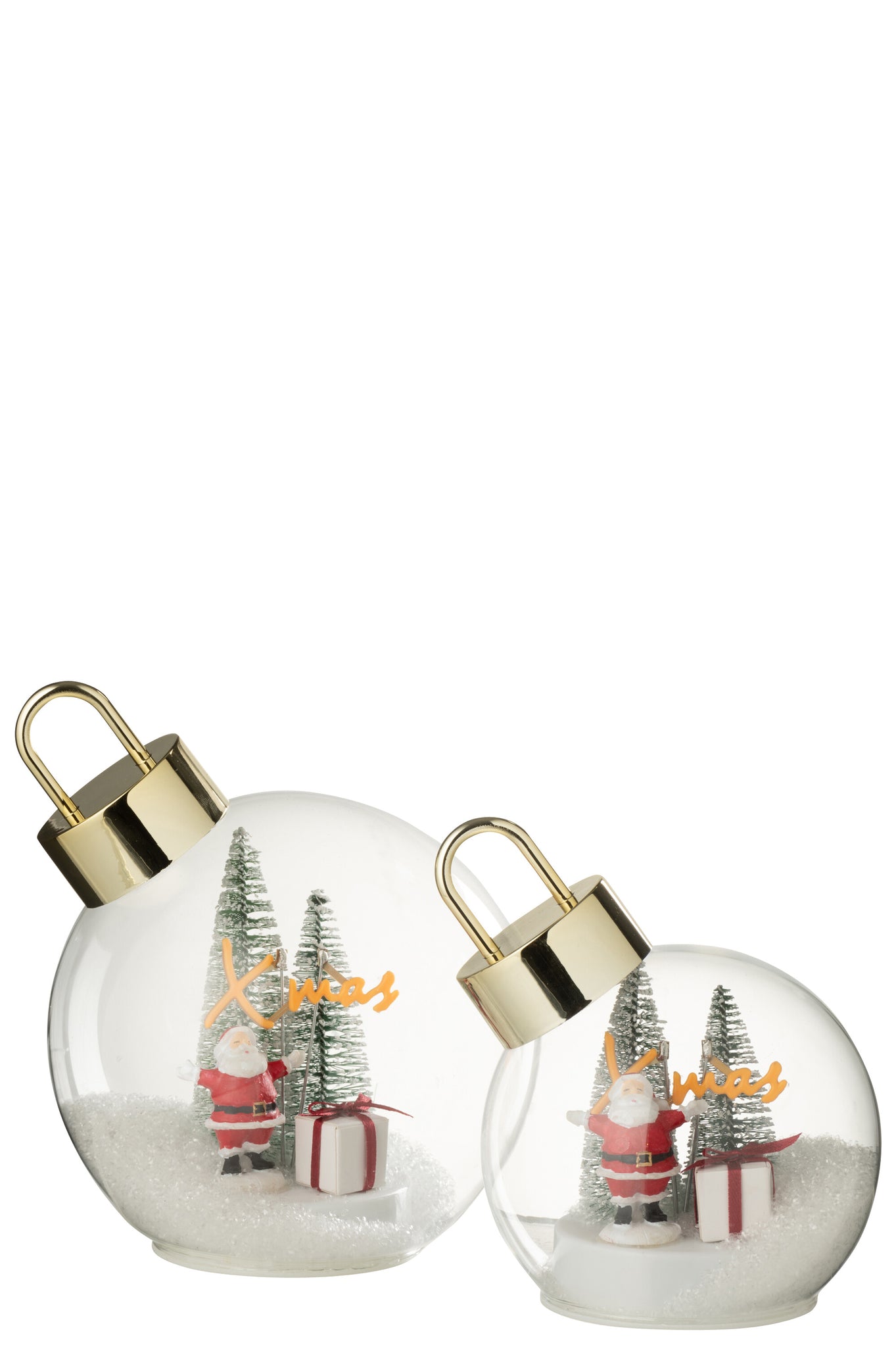 Kerstbal met LED-verlichting, Kerstman, glas, wit/rood, groot