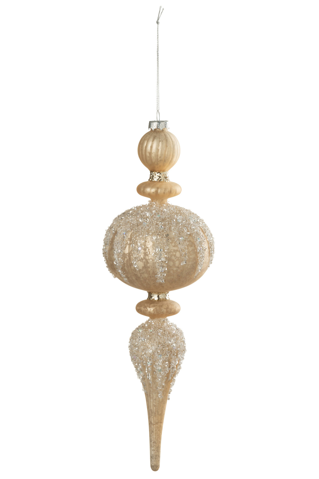 Kerstbal Druppel Glitters Glas Goudkleurig