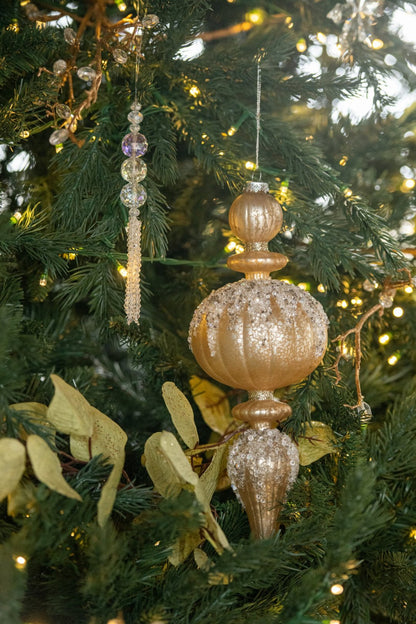 Kerstbal Druppel Glitters Glas Goudkleurig
