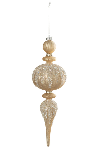 Kerstbal Druppel Glitters Glas Goudkleurig