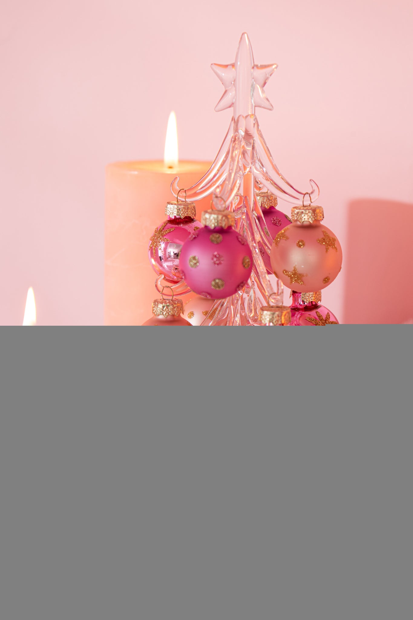 Kerstboom + Ballen Glas Roze/Transparant Groot