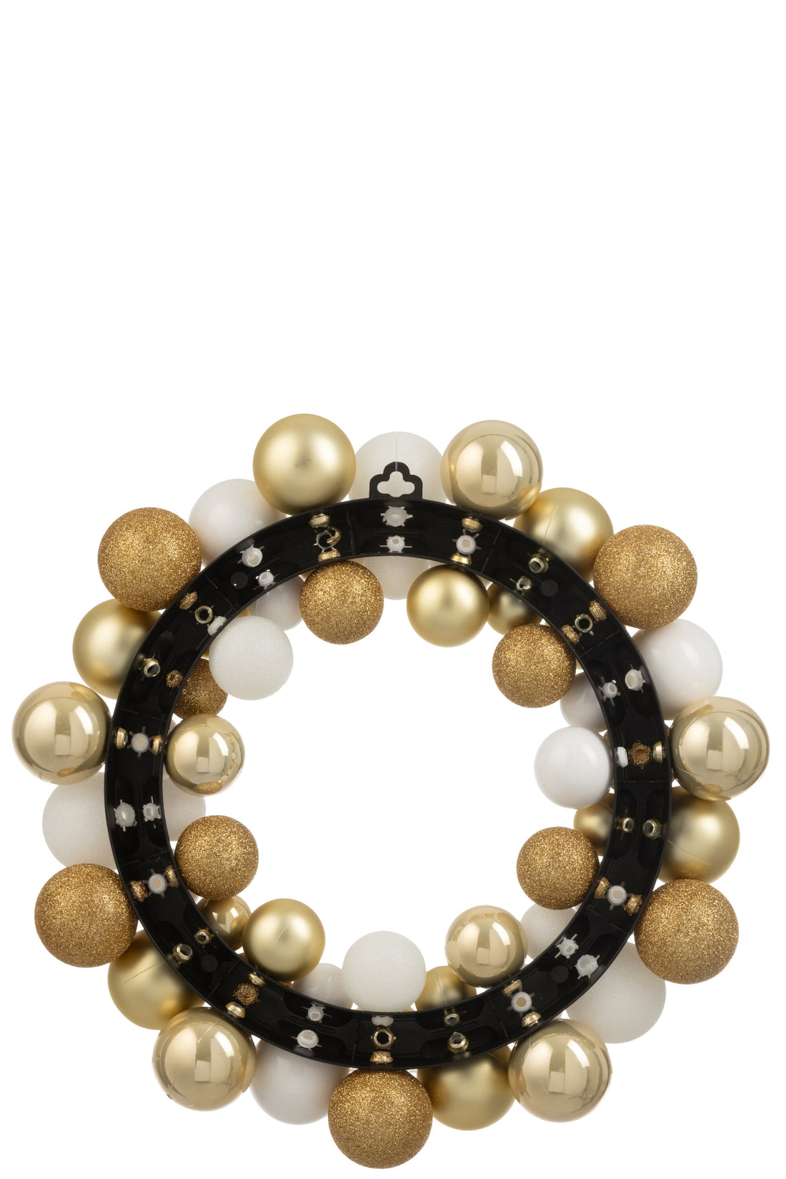 Krans Kerstballen Plastic Wit/Goudkleurig