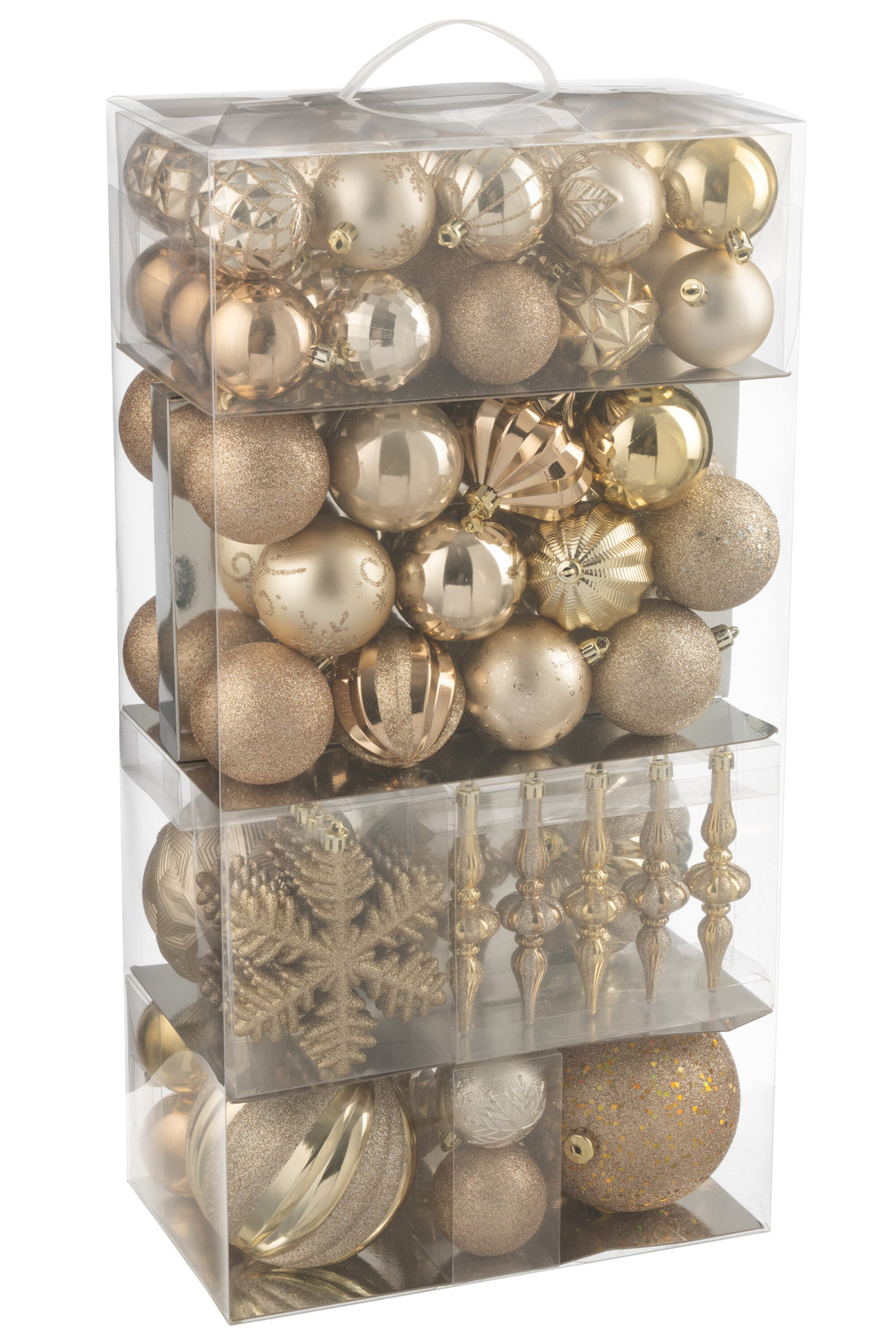 Doos met 80 kerstbal plastic beige/ecru
