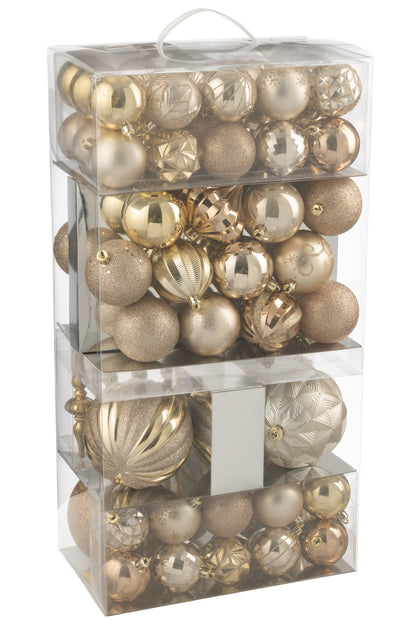 Doos met 80 kerstbal plastic beige/ecru