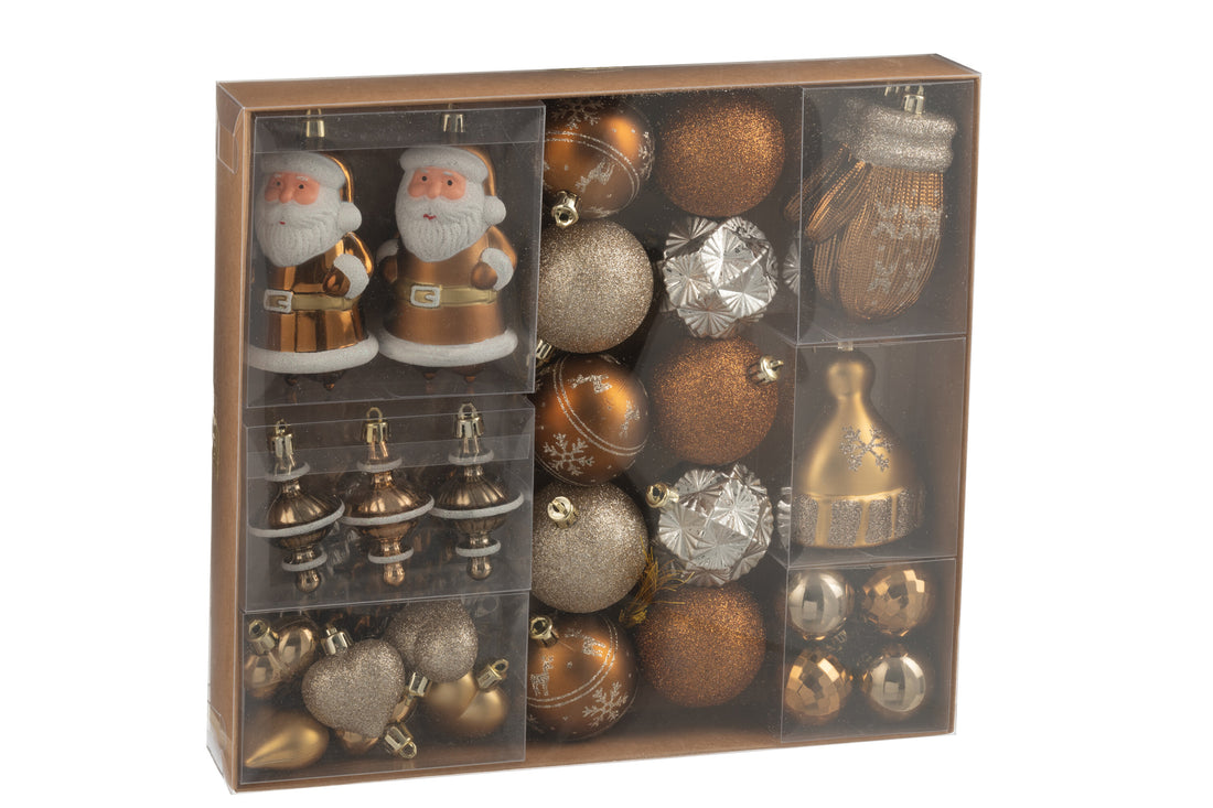 Doos van 45 kerstbal plastic bruin