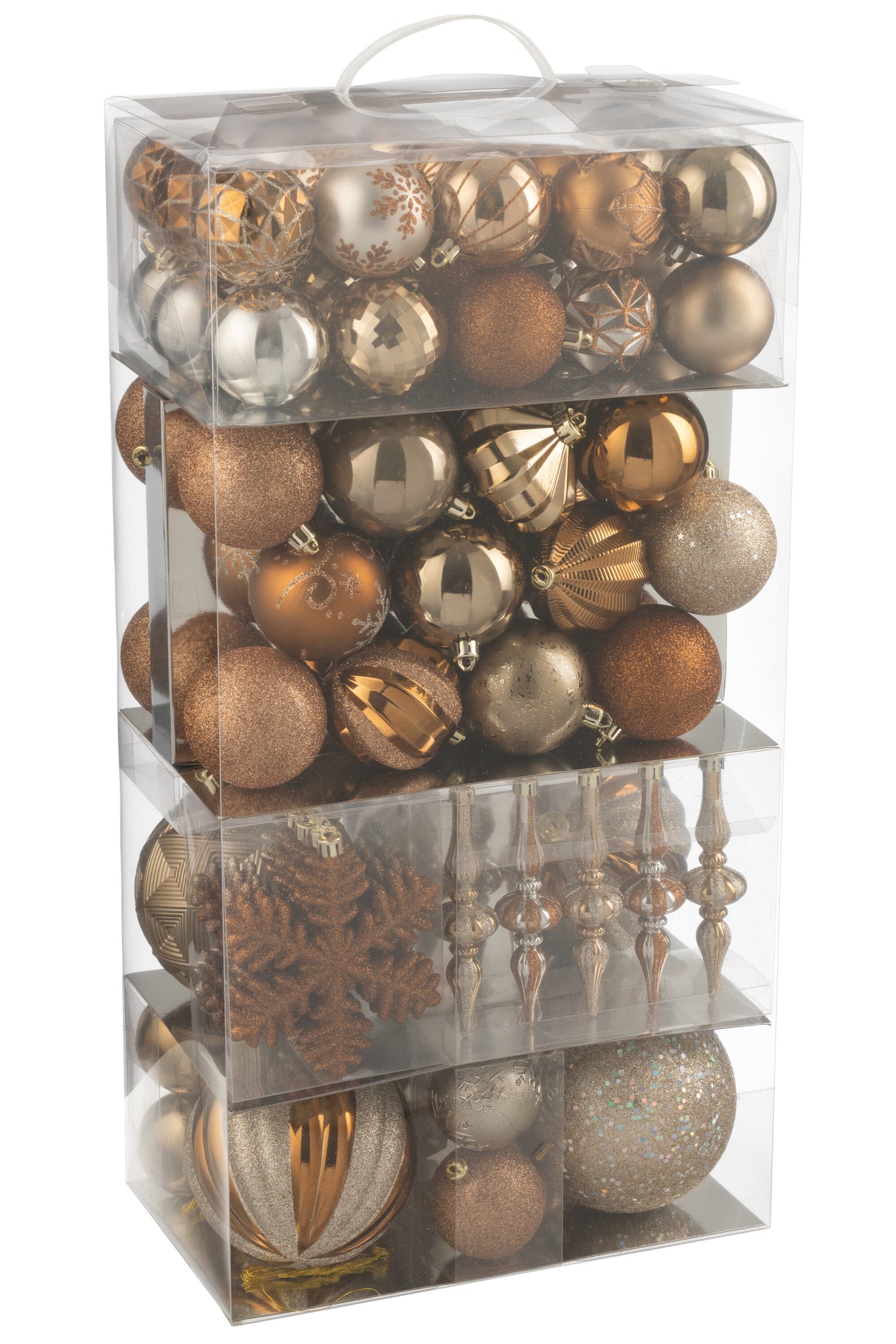 Doos van 80 kerstbal plastic bruin