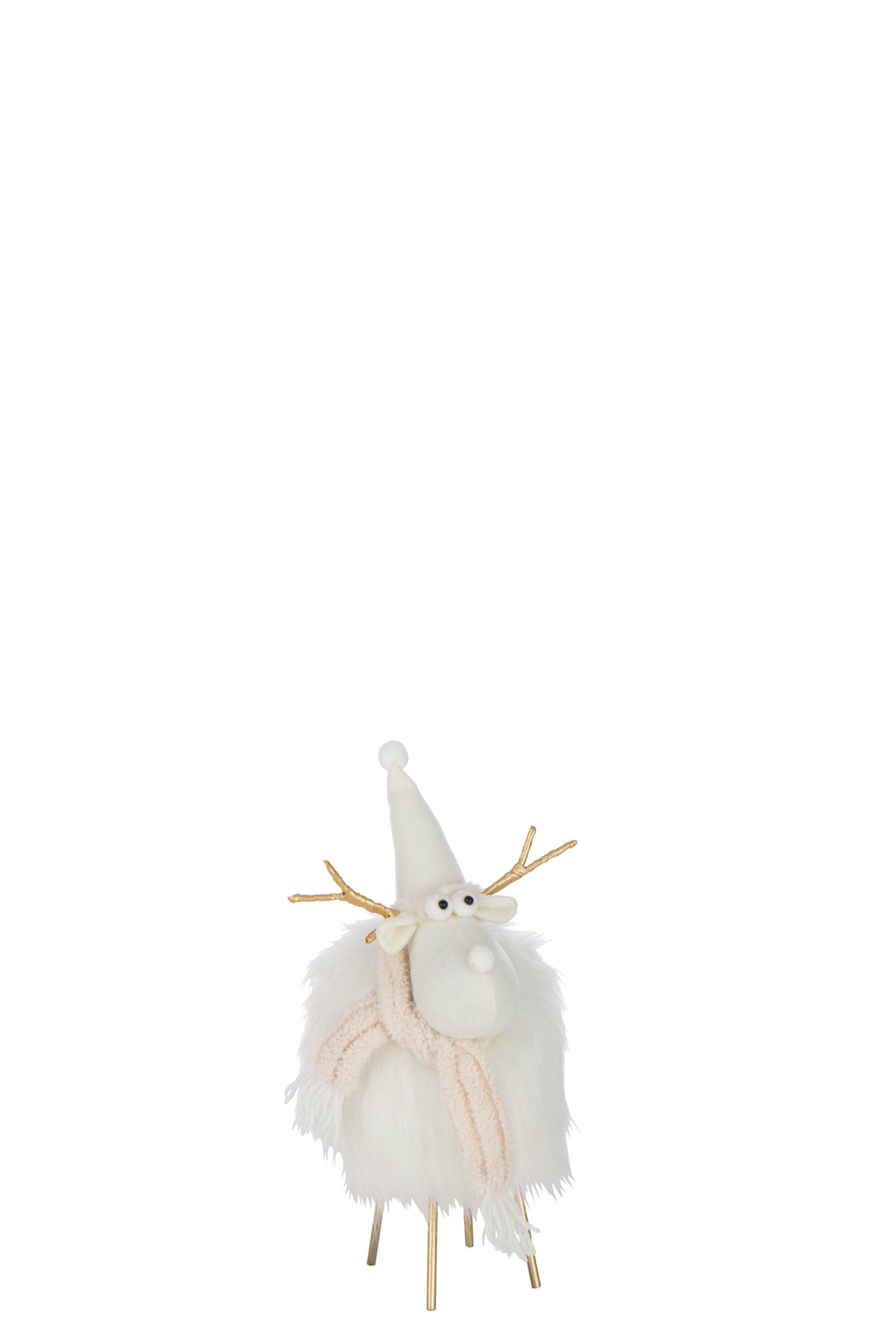 Rendiermuts+sjaal van polyester wit/beige klein