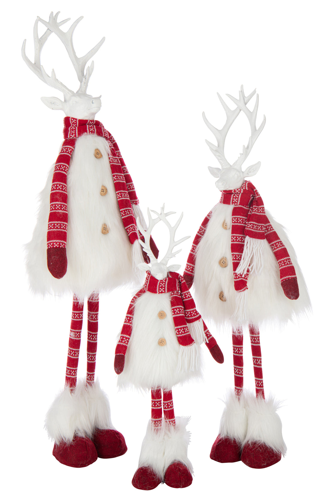 Hertenbont+sjaal van polyester wit/kerstrood groot