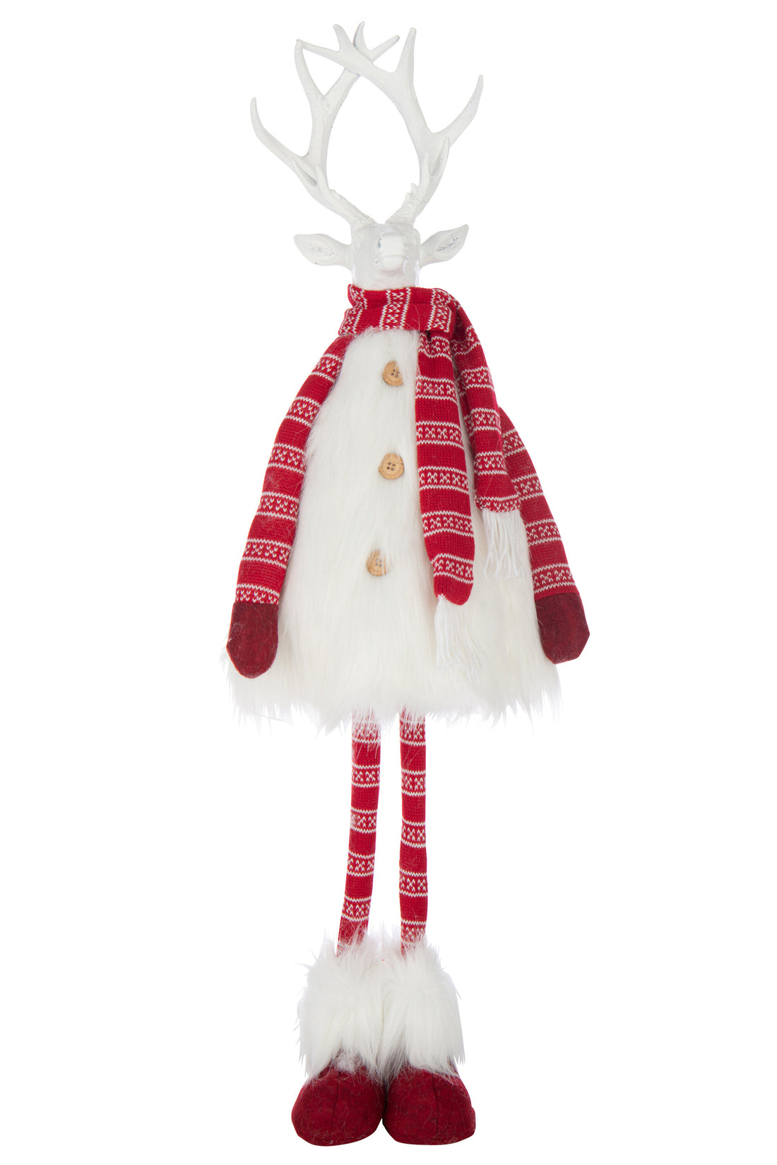 Hertenbont+sjaal van polyester wit/kerstrood groot