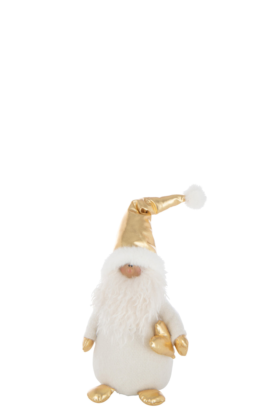 Kerstman Gouden Hart Polyester Wit/Goudkleurig Klein