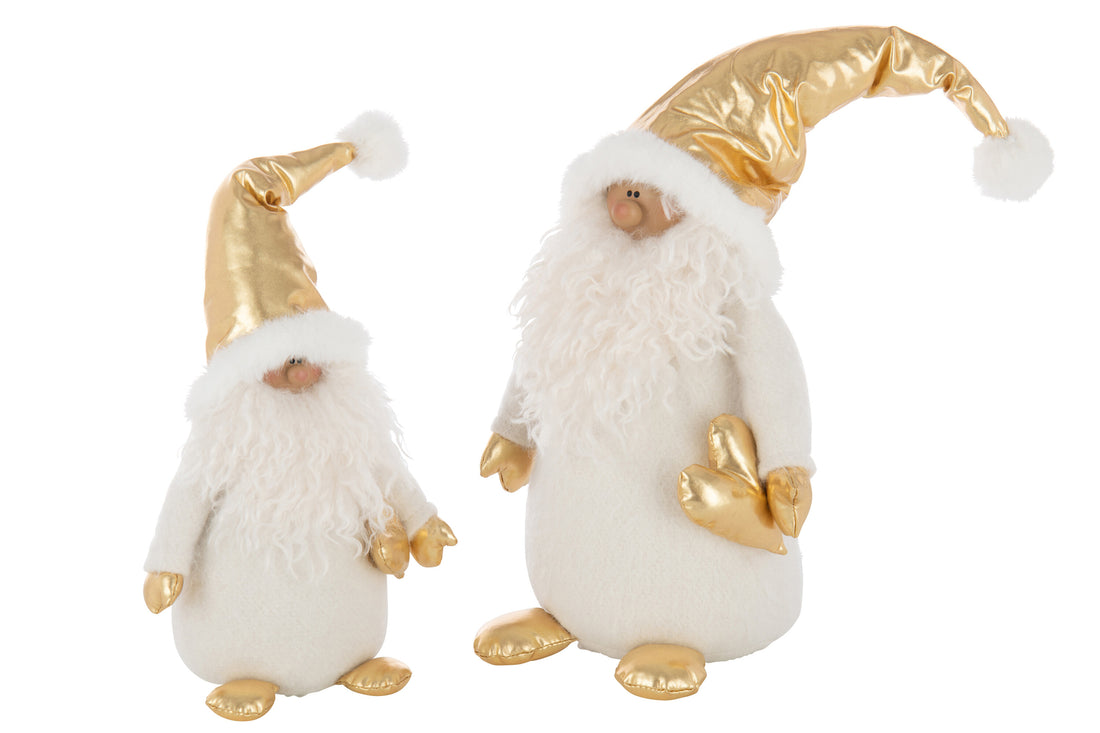 Kerstman Gouden Hart Polyester Wit/Goud Gekleurd Groot