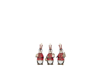 Pinguïn Kerst Polyresin Multicolor Klein Assortiment Van 3