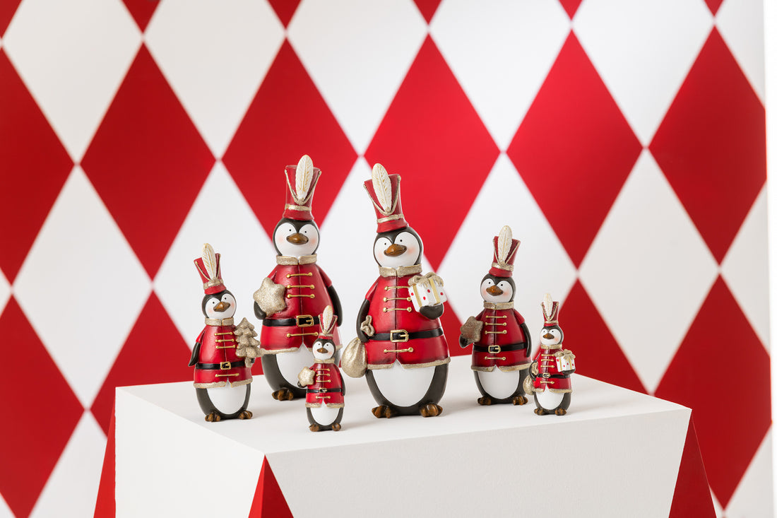 Pinguïn Kerst Polyresin Multicolor Medium Assortiment Van 3