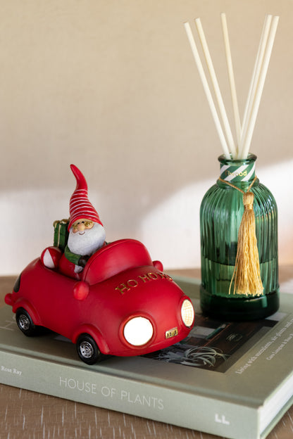 Kerstman Led + Rendier In Auto Polyresin Multicolor Assortiment Van 2