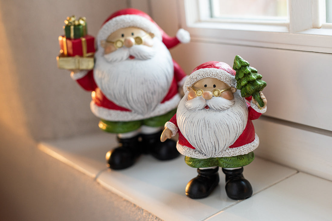 Kerstmanboom + Cadeau Polyresin Multicolor Klein Assortiment Van 2