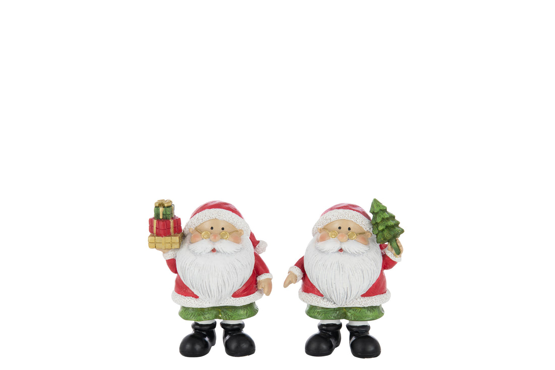 Kerstmanboom + Cadeau Polyresin Multicolor Klein Assortiment Van 2