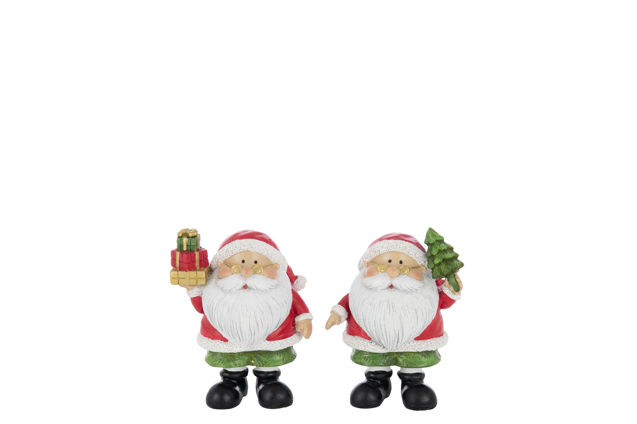 Kerstmanboom + Cadeau Polyresin Multicolor Klein Assortiment Van 2