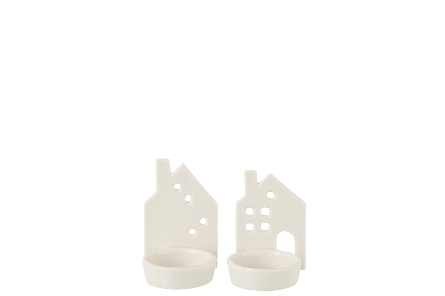 Theelichthouder Huis Klei Wit Assortiment Van 2