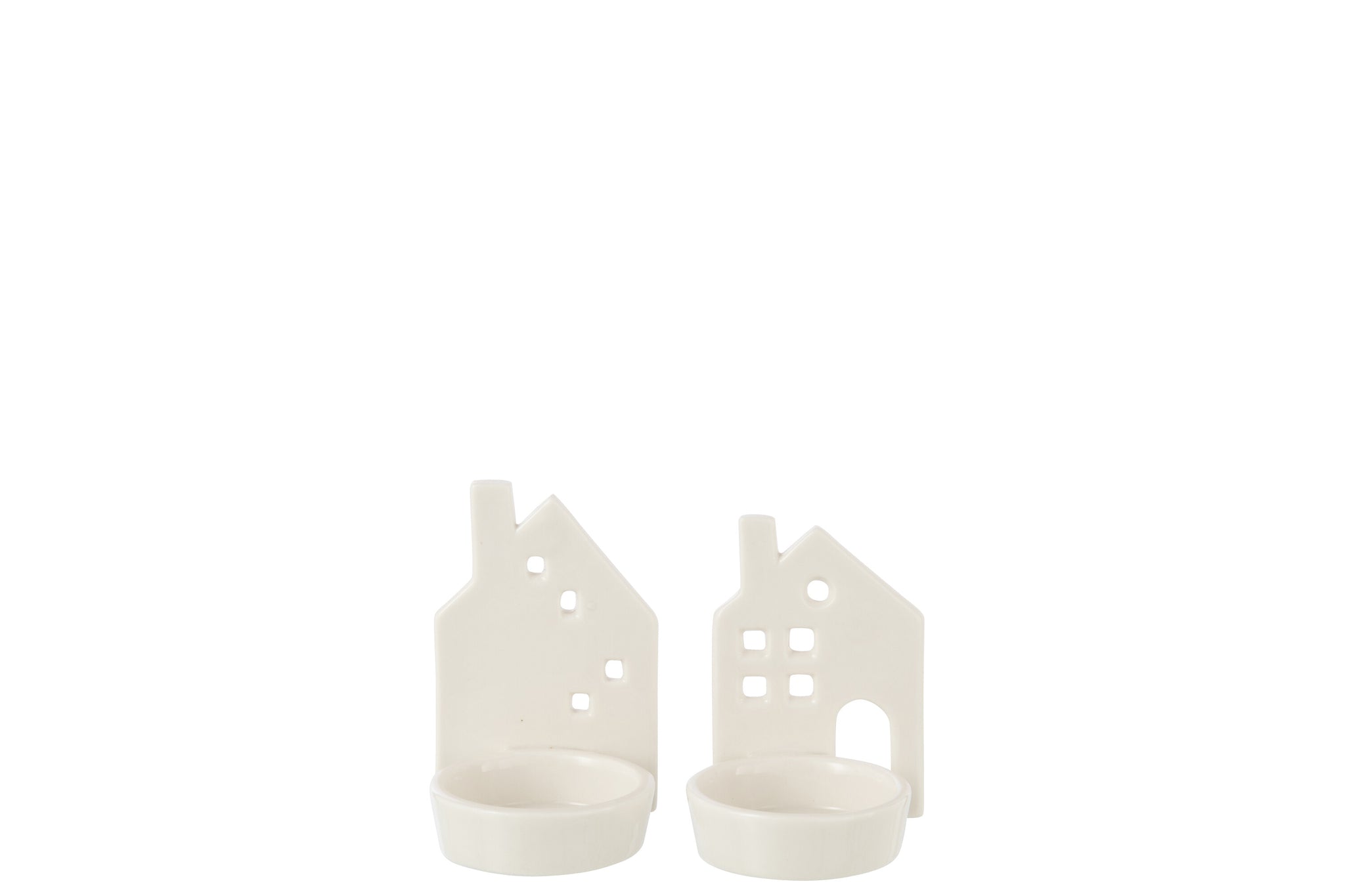 Theelichthouder Huis Klei Wit Assortiment Van 2