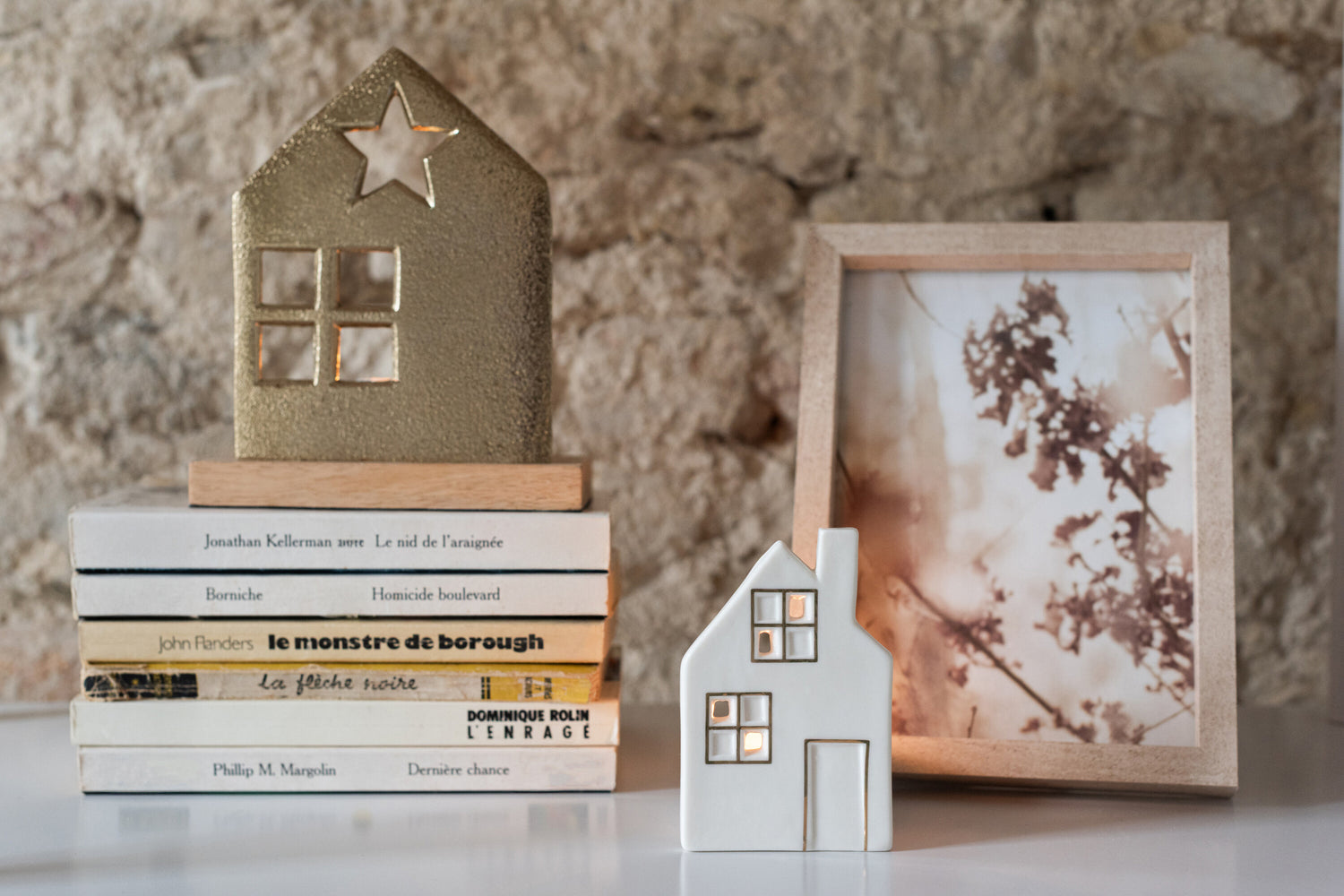 Theelichthouder Huis Klei Wit Assortiment Van 2