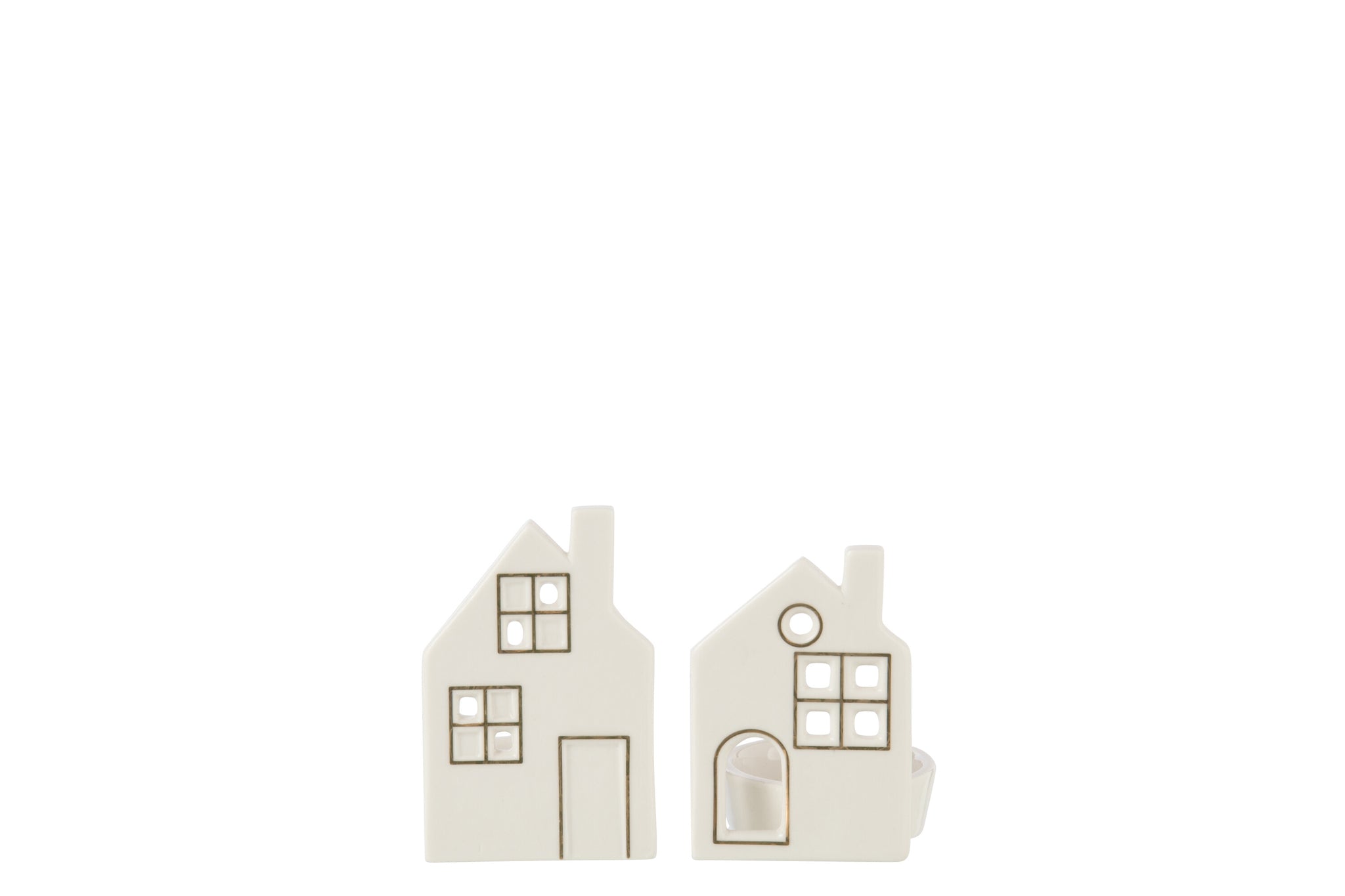 Theelichthouder Huis Klei Wit Assortiment Van 2