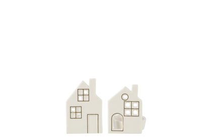 Theelichthouder Huis Klei Wit Assortiment Van 2