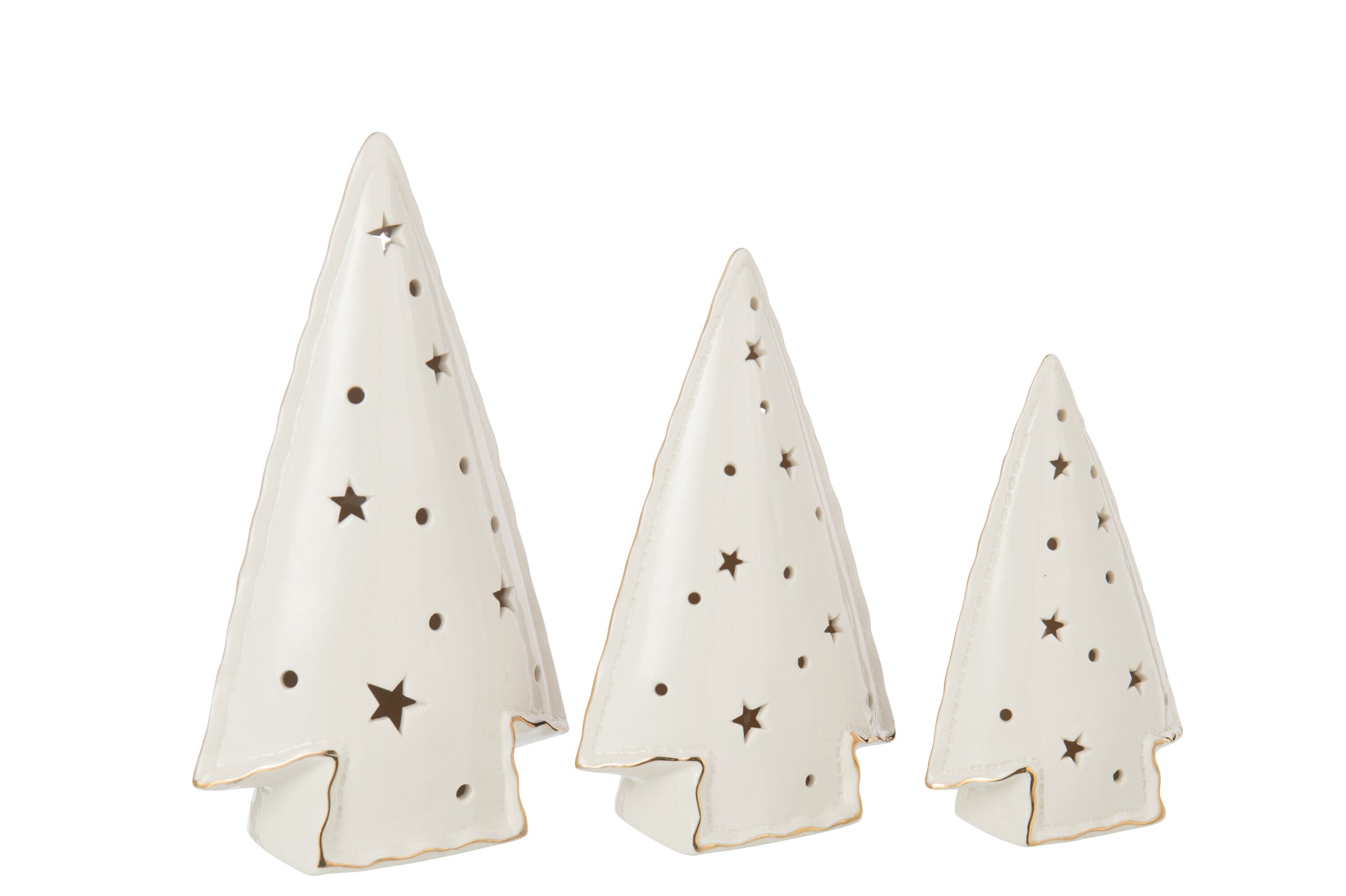 Set van 3 boom led-sterren klei wit