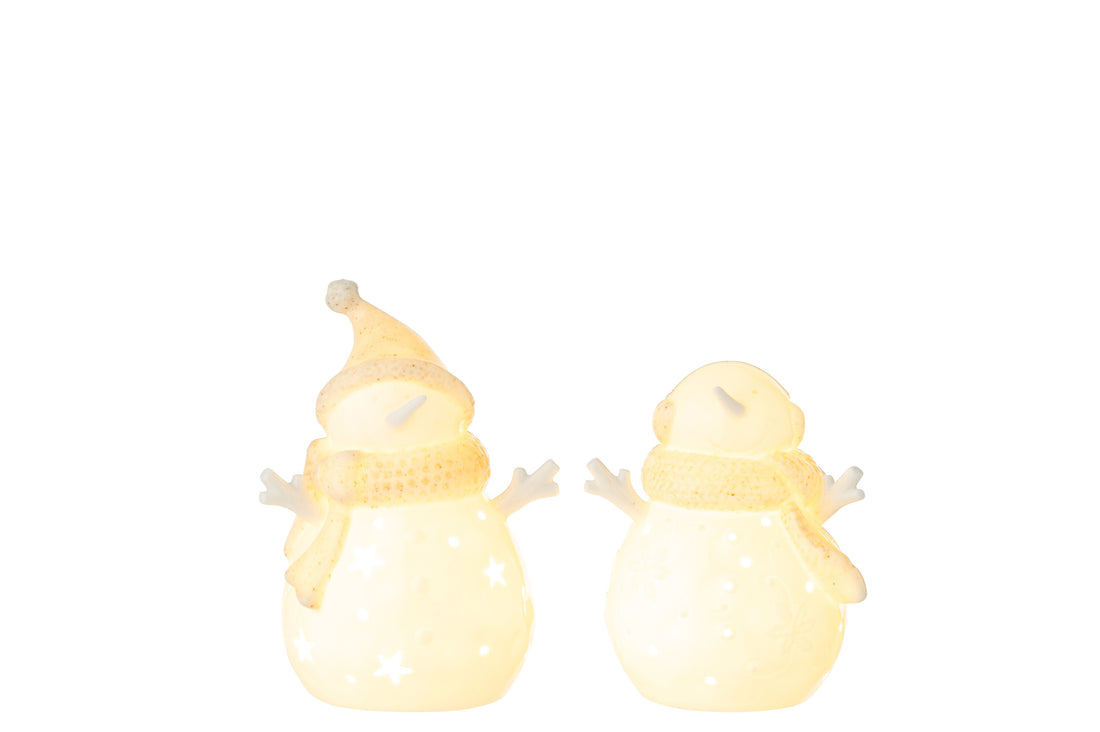 Sneeuwpop Led Sterren Klei Wit/Beige Klein Assortiment Van 2